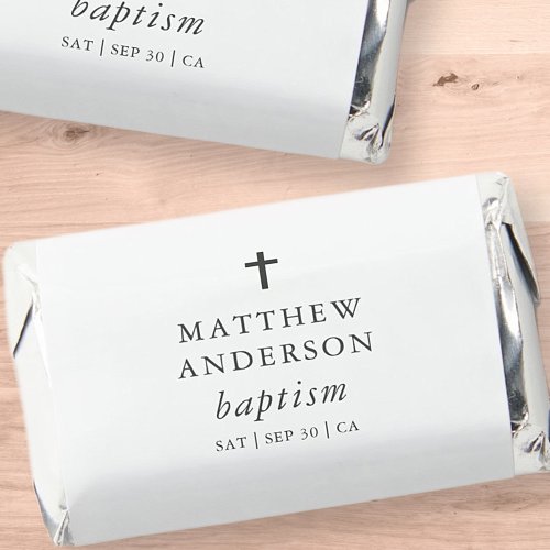 Simple Modern Elegant Cross Baby Baptism Hersheys Miniatures