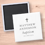 Simple Modern Elegant Cross Baby Baptism Magnet<br><div class="desc">Design is composed of simple typography with sans serif and serif font.</div>