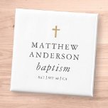Simple Modern Elegant Cross Baby Baptism Magnet<br><div class="desc">Design is composed of simple typography with sans serif and serif font.</div>