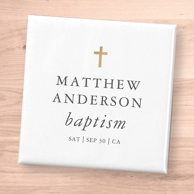 Simple Modern Elegant Cross Baby Baptism Magnet (Creator Uploaded)