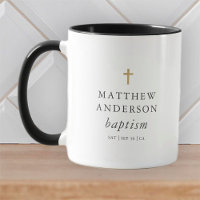 Simple Modern Elegant Cross Baby Baptism