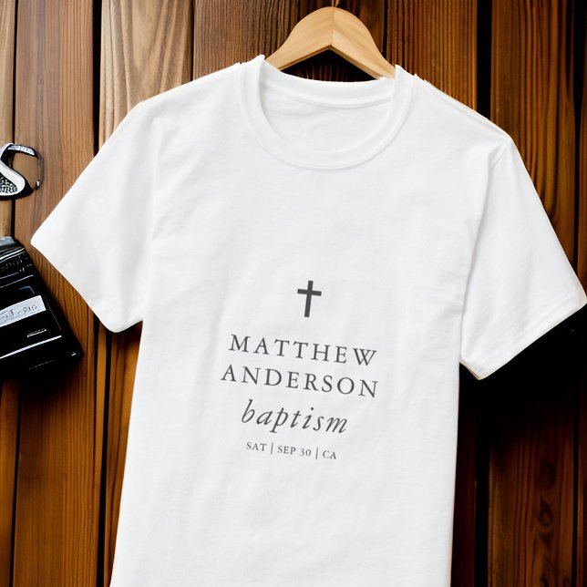 Simple Modern Elegant Cross Baby Baptism T-Shirt (Creator Uploaded)