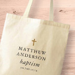 Simple Modern Elegant Cross Baby Baptism Tote Bag<br><div class="desc">Design is composed of simple typography with sans serif and serif font.</div>