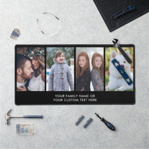 Simple Modern Elegant Custom Text 4 Photo Keepsake Desk Mat