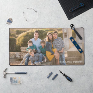 Simple Modern Elegant Custom Text Photo Keepsake Desk Mat