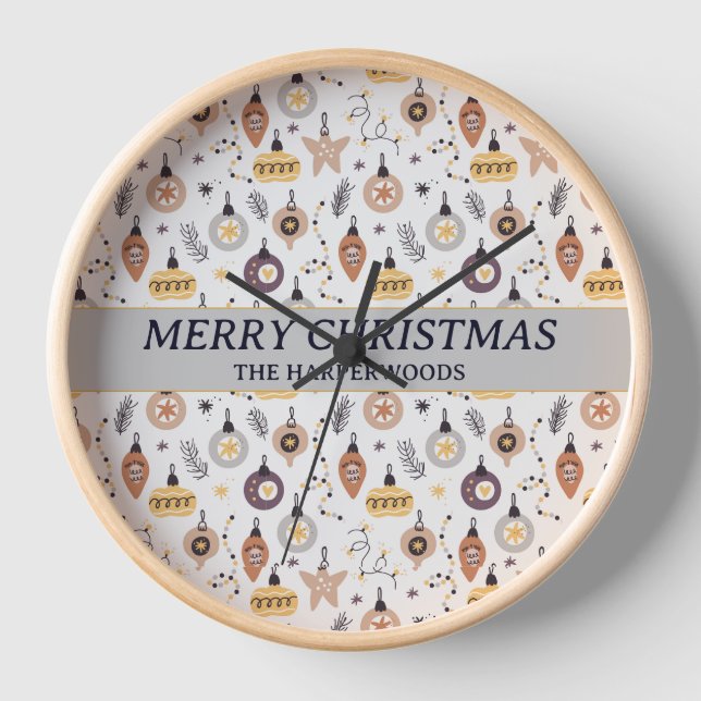 Simple Modern Elegant Decorative Christmas Family Clock (Front)