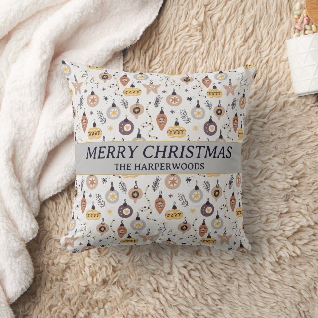 Simple Modern Elegant Decorative Christmas Family Throw Pillow (Blanket)