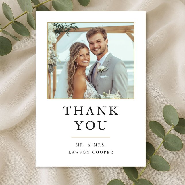 Simple Modern Elegant Destination Photo Wedding Thank You Card (Creator Uploaded)