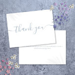 Simple Modern Elegant Dusty Blue Script Thank You Card<br><div class="desc">Simple modern elegant dusty blue script thank you card. You can personalize with your own thank you message on the reverse or if you would prefer to add your own handwritten message simply delete the text. A perfect way to say thank you! Designed by Thisisnotme©</div>