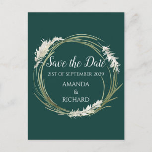 Simple Modern Elegant Emerald Green Save the Date Postcard