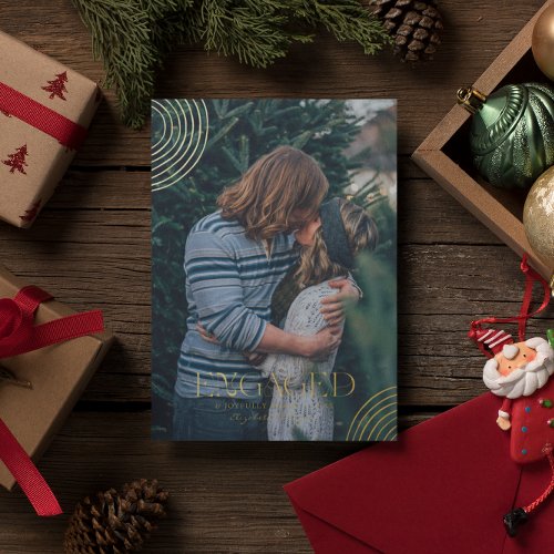 Simple Modern Elegant Engaged Photo  Christmas   Foil Holiday Card