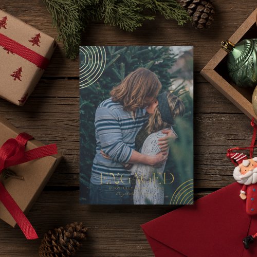 Simple Modern Elegant Engaged Photo  Christmas    Foil Holiday Card