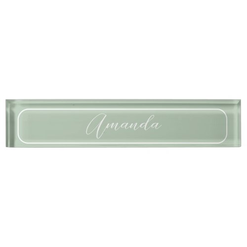 Simple Modern elegant executive professional green Desk Name Plate