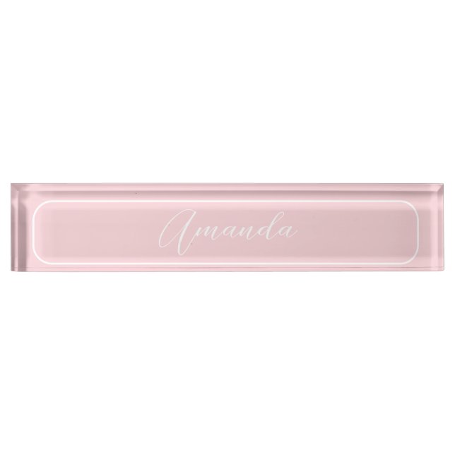 Simple Modern elegant executive professional pink Desk Name Plate (Front)