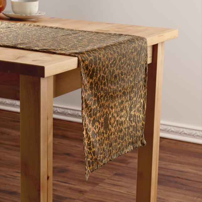 Simple Modern Elegant Glitter Luxury Animal Print Short Table Runner (In Situ)