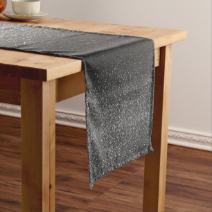 Simple Modern Elegant Glitter Luxury Holiday Black Short Table Runner