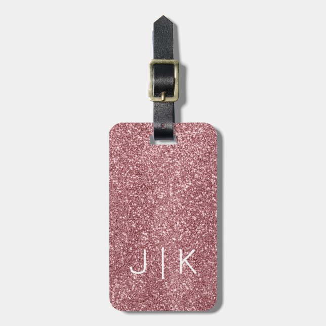 Simple Modern Elegant Glitter monogrammed Name  Luggage Tag (Front Vertical)