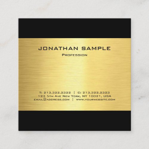 Simple Modern Elegant Gold Look Luxe Glamour Square Business Card