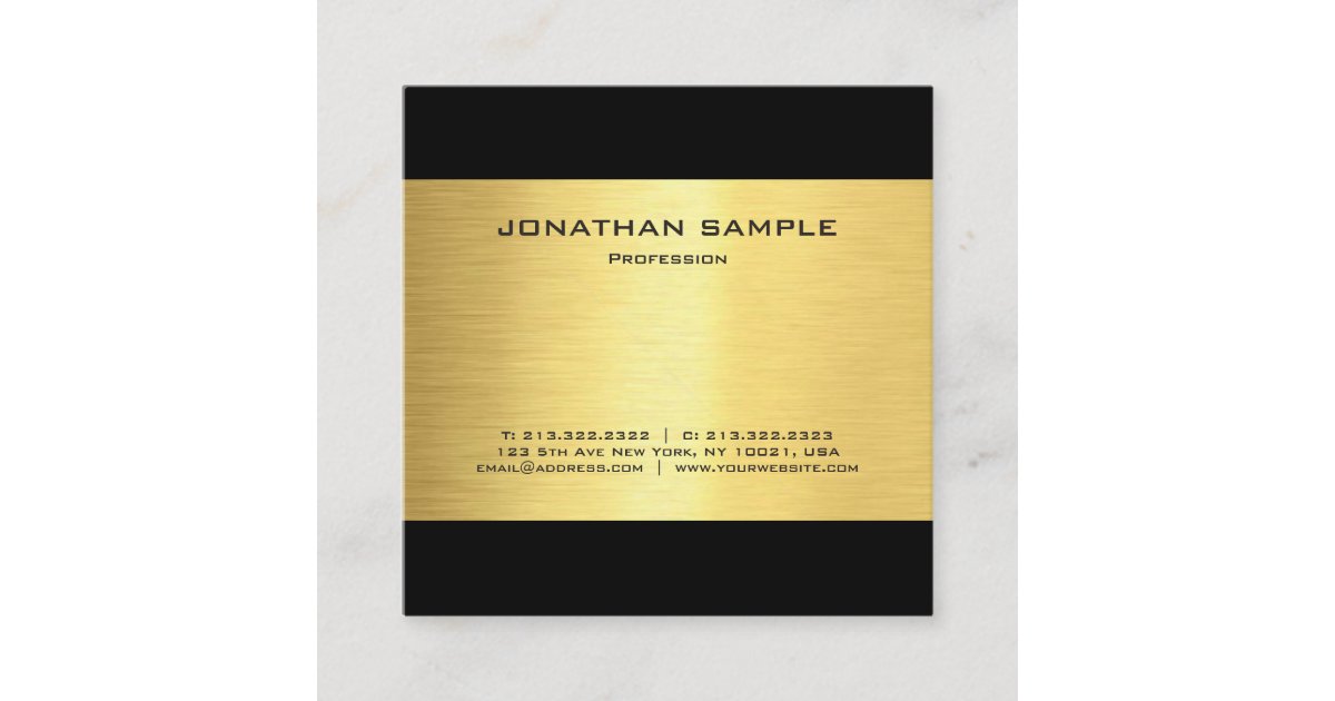 Simple Modern Elegant Gold Look Luxe Glamour Square Business Card | Zazzle