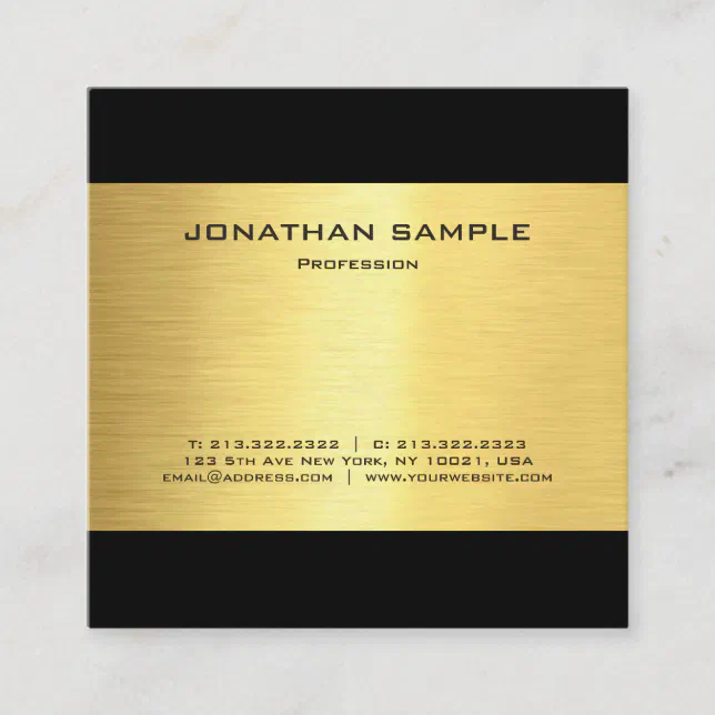 Simple Modern Elegant Gold Look Luxe Glamour Square Business Card | Zazzle
