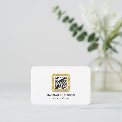 Simple Modern elegant gold networking QR code Business Card