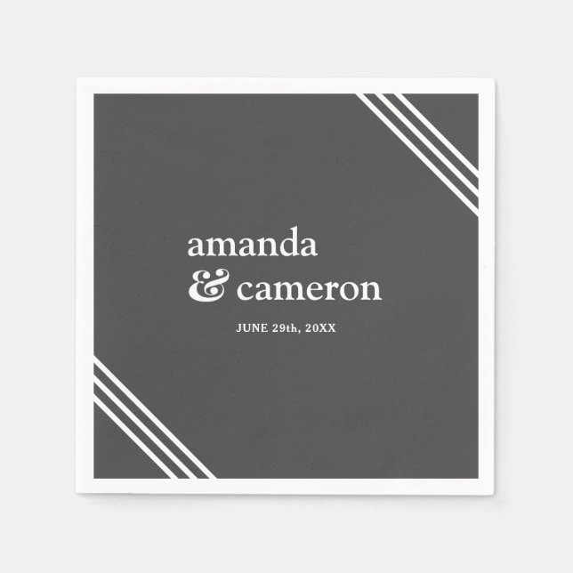 Simple Modern Elegant Gray Wedding Napkins (Front)