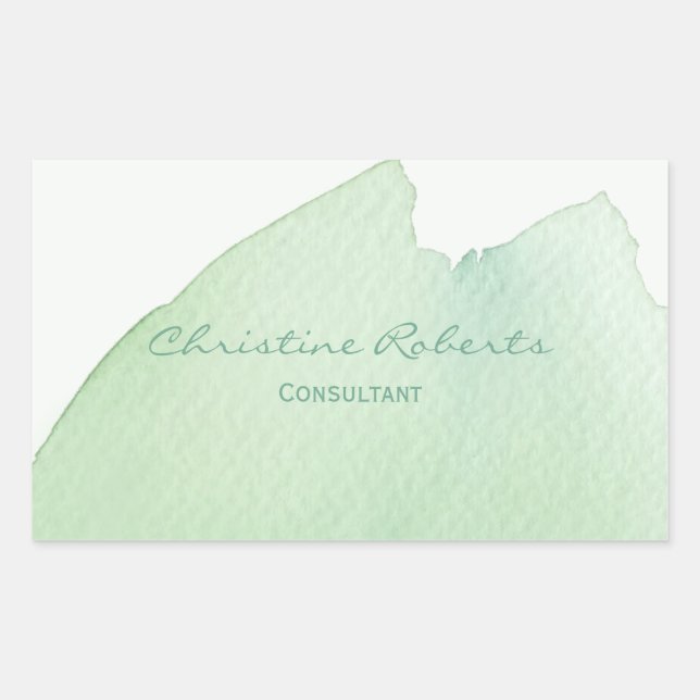 Simple Modern Elegant Green Blue Watercolor Rectangular Sticker (Front)