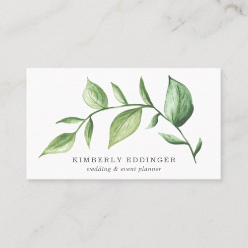 Simple Modern Elegant Greenery Rustic Business Card