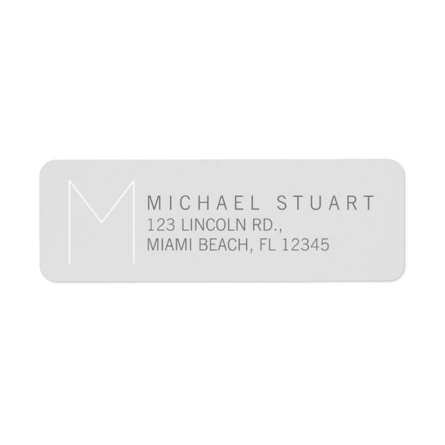 Simple Modern Elegant Grey Monogram Label (Front)