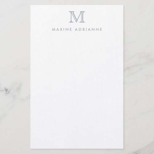 Simple Modern Elegant Light Silver Gray Monogram  Stationery