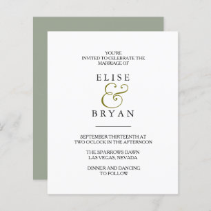 Simple Modern Elegant Low Priced Wedding Invite