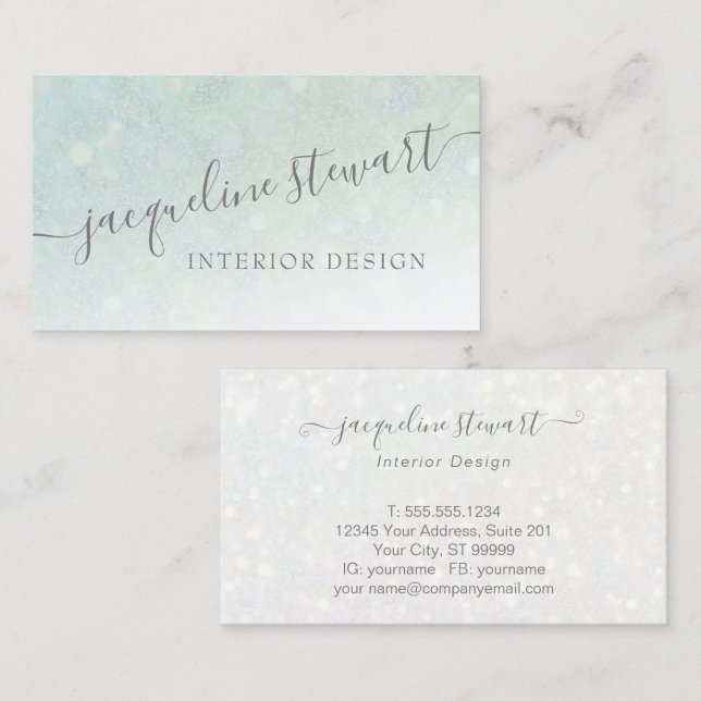 Simple Modern, Elegant Luminous Blue Professional Business Card (Front/Back)