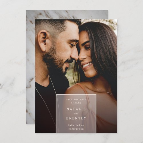 Simple Modern Elegant Marble  Photo Overlay Save The Date