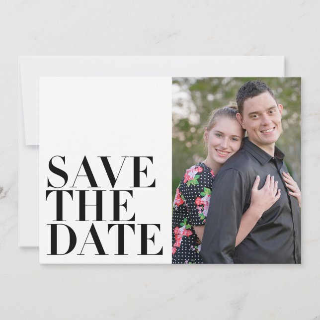 Simple Modern Elegant Minimalist Photo Save The Date (Front)