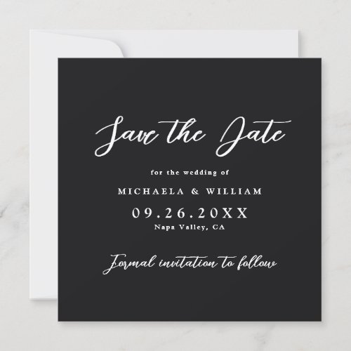 Simple Modern Elegant Monogram Logo Photo Wedding Save The Date