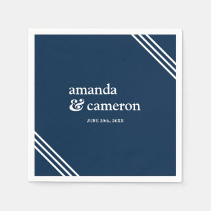 Simple Modern Elegant Navy Blue Wedding Napkins