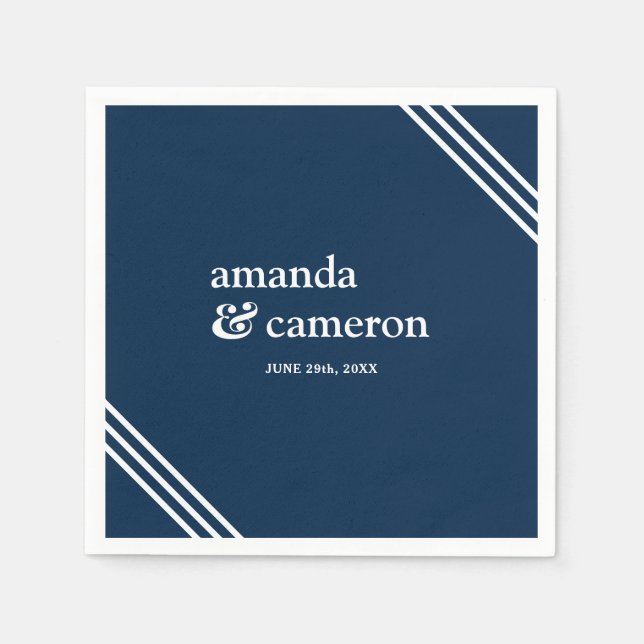 Simple Modern Elegant Navy Blue Wedding Napkins (Front)