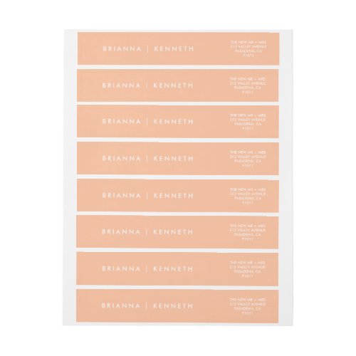 Simple Modern Elegant Peach Wedding Wrap Around Label