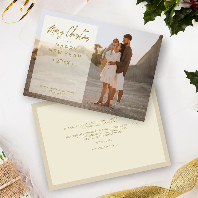 Simple Modern Elegant Photo Christmas Photo Family (Exquisite Modern and Simple Family Holiday Photo Card.with Envelope.)