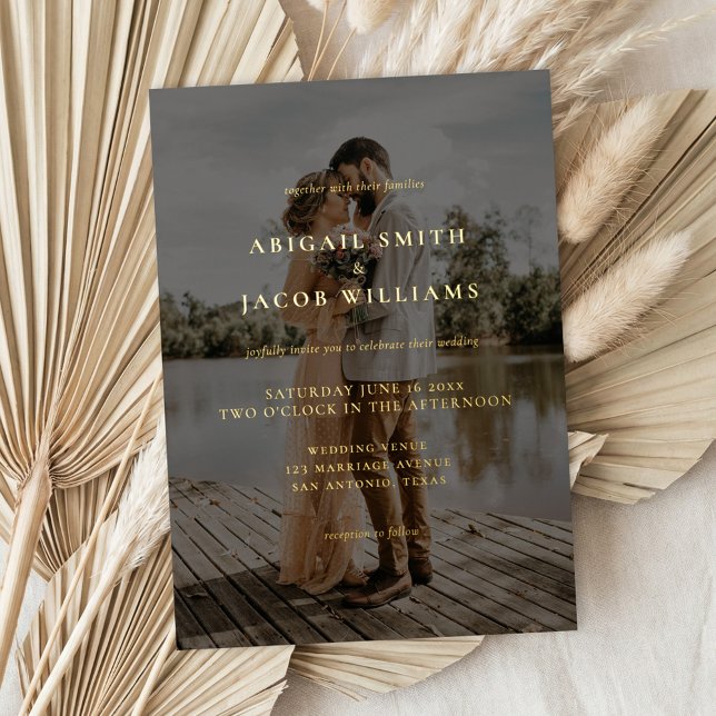 Simple Modern Elegant Photo Wedding Foil Invitation (Creator Uploaded)