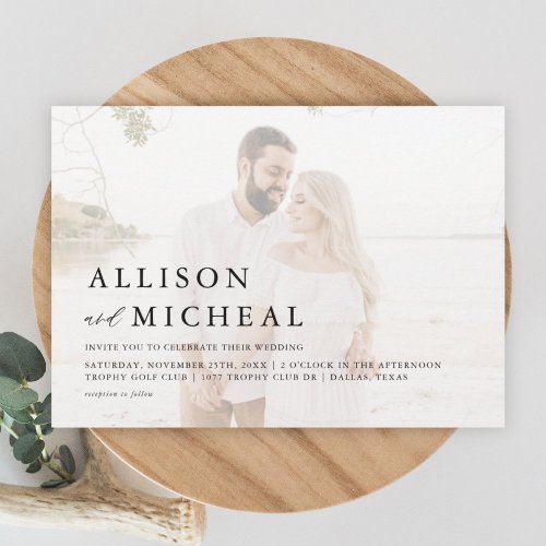 Simple Modern Elegant Photo Wedding Invitations