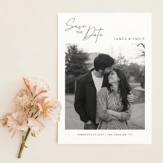 Simple Modern Elegant Photo Wedding Save The Date