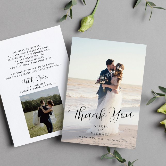 Simple modern elegant photo wedding  thank you card (Creator Uploaded)