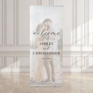 Simple Modern Elegant Photo Wedding Welcome Retractable Banner