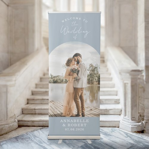 Simple Modern Elegant Photo Welcome Wedding Retractable Banner