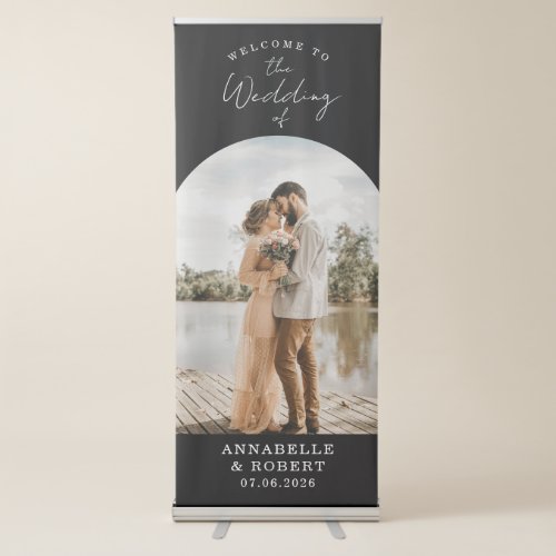 Simple Modern Elegant Photo Welcome Wedding Retractable Banner