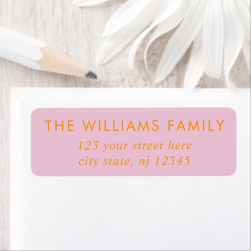 Simple Modern Elegant Pink Orange Return Address Label