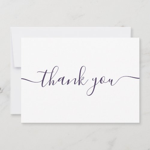 Simple Modern Elegant Purple Script Thank You Card