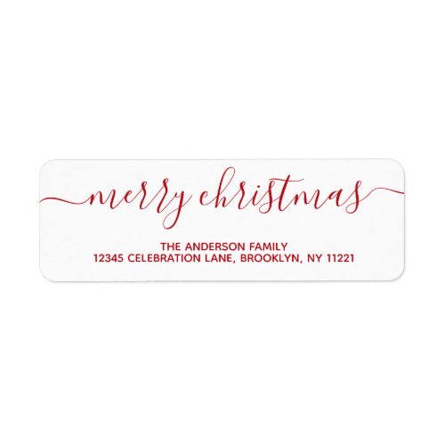 Simple Modern Elegant Red Merry Christmas Script Label