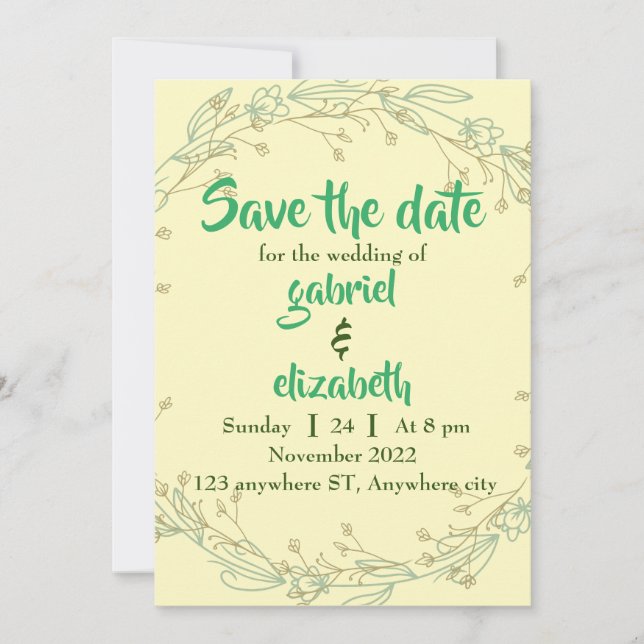 Simple Modern Elegant, Save the date Wedding  Invitation (Front)